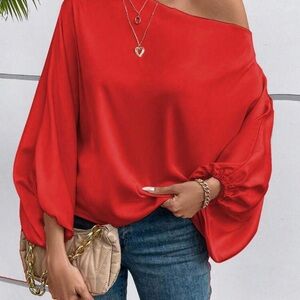 Bundle of SHEIN blue and red Asymmetrical Blouse